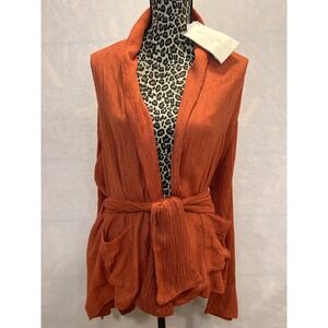 Savannah Morrow Handloom Kimono Cardigan Peace Silk Bamboo Rust Orange